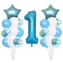 KUKUZHU-globos de feliz cumpleaños para primer año, pancarta con número de papel de aluminio plateado, decoraciones de fiesta para primer bebé, niño y niña, suministros para mi 1 año 2024 - compra barato