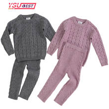 Baby Boys Girls Clothing Sets Fall Winter Sweater + Pants Infant Boys Knit Tracksuits Toddler Girls Boys Suit Hoodies Pants Set 2024 - buy cheap