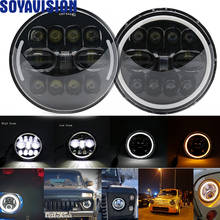 For lada niva 4x4 samurai 7" LED DRL H4 Halo Headlights For VAZ 2101 7Inch LED Headlamps with Halo Ring Amber Turn Signal 2024 - buy cheap