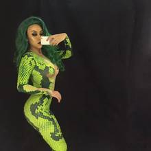 Mono de serpiente verde para Halloween, disfraz 3D para mujer, sexy, para fiesta en club nocturno 2024 - compra barato