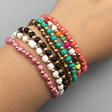 2019 handmade 4mm glass beads women bracelet metal beads colorful charm bracelets beach jewelry accessories for women girls f 2024 - buy cheap