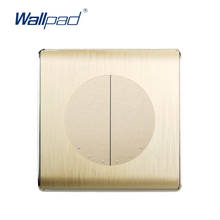 Wallpad 2 Gang Intermediate Wall Light Switch Gold PC Brushed Panel For Home 2024 - buy cheap