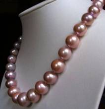 Jewelry Free Shipping  Huge 18" 12-14MM AAA Akoya SOUTH SEA PURPLE Pearl Necklace 14k Gold Clasp 2024 - buy cheap
