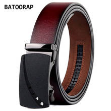 BATOORAP-cinturones con hebilla de Metal para hombre, correa de cuero de vaca, mate, duradero, automático, color vino tinto, Vintage, para pantalones vaqueros, BAFGZ013 2024 - compra barato