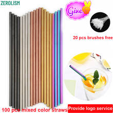 Wholesale 100 Pcs/lot Metal Straws Set Colorful Reusable Stainless Steel Tubes E-co Friendly Drinking Straws For 20/30 oz Mugs 2024 - buy cheap