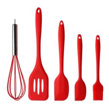 Conjunto de utensílios de cozinha 5 peças, não gruda, espátula de silicone, ferramentas de cozinha, 4 cores 2024 - compre barato