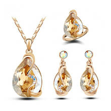 Dainty conjunto de joias de cristal de arco-íris feminino, brincos pendurados de cor dourada e prateada, geométrico, colar de corrente de casamento 2024 - compre barato