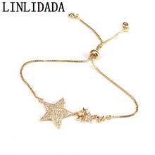 Pulsera de cadena de circonia cúbica para mujer, brazalete ajustable, estrella, el mejor regalo de boda, novedad, 5 uds. 2024 - compra barato