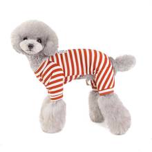 Одежда для домашних животных в полоску собака пижамы кошка Комбинезон для животных для маленьких собак теплая кота, одежда для собак, одежда для собак, пальто Чихуахуа Teddy Bichon 2024 - купить недорого