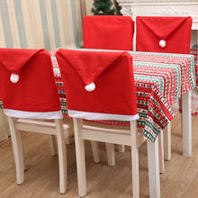 Microfine christmas decorations chair cover Red hat for Santa Claus chair Table Party Decor New Year Party Supplies 2024 - buy cheap