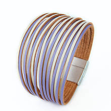 Pulseira de couro feminina, bracelete com fechos magnéticos, multicamadas, joias para mulheres 2024 - compre barato