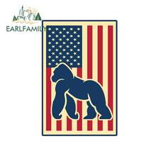 EARLFAMILY 13cm x 8.7cm For Gorilla USA Flag Car Stickers Vinyl Material Decal Anime Graphics Car Accessories Decoration 2024 - buy cheap