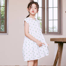 Vestido de verão para meninas, vestido fofo para crianças, meninas adolescentes, estilo universitário, vestido com estampa, #2020