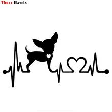 Three Ratels FTZ-177# 20x10.6cm Decals Chihuahua Heartbeat Monitor Sticker For Cars Trucks Vans SUVs Windows Walls Cups Laptops 2024 - buy cheap