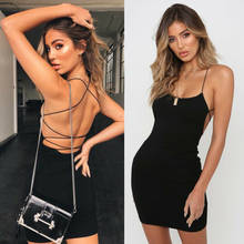 Summer Women Sexy Plain Solid Color Bandage Dress Elegant Backless Sleeveless Bodycon Evening Party Club Mini Dres 2024 - buy cheap