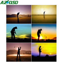 AZQSD-kit completo de pintura con diamantes, novedad, Golf, puesta de sol, regalo hecho a mano, bordado de diamantes, mosaico de paisaje, decoración del hogar 2024 - compra barato