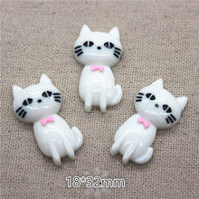 10pcs Kawaii Animal White Cat Miniature Flatback Cabochon Art Supply DIY Craft Scrapbooking,18*32mm 2024 - buy cheap