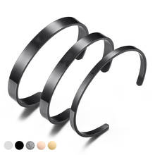 Pulseiras retrô de aço inoxidável masculinas, bracelete de punho simples preto 4mm/6mm/8mm de largura, joias masculinas punk 2024 - compre barato