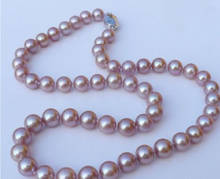 Free shipping natural 8-9mm south sea lavender pearl necklace 18" 925 silver 2024 - buy cheap
