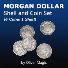 Morgan Dollar Shell and Coin Set (4 Coins 1 Shell)  Magic Tricks Coin Appear Vanish Magia Magician Close Up Illusion Mentalism 2024 - buy cheap
