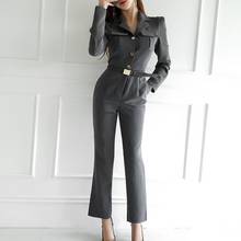 New 2020 Autumn Women Fashion Elegant Office OL Workwear Casual Jumpsuits Solid High Waist Slim Romper With Belt 2024 - buy cheap