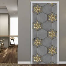 3D Wall Door Sticker Modern Stereo Golden Abstract Geometric Wallpaper Living Room Study Door Decal PVC Self-Adhesive 3D Sticker 2024 - buy cheap