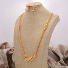 Conjunto de joyería Africana nigeriana para mujer, conjunto de joyería de Color dorado, corazón nupcial africano, collar, pendientes de Dubái, regalo de novia 2024 - compra barato
