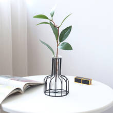 Florero hidropónico de hierro forjado, adorno de mesa con diseño geométrico, jaula de Metal dorado, soporte para plantas, decoración de mesa de escritorio 2024 - compra barato