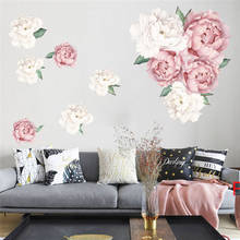 Розовые и белые цветы, пионы на стены наклейки для детской комнаты Гостиная Спальня домашний декор настенные цветочный Декор для дома 2024 - купить недорого