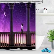 Purple Night Starry Sky Palace Cat Shower Curtain Polyester Waterproof Animal Shower Curtains for Bathroom Decor Bath Accessory 2024 - buy cheap