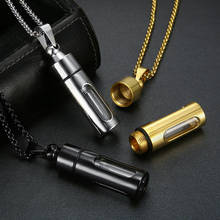 Open Perfume Bottle Cylinder Pendant Necklace for Men Women Ashes Casket Cremation Memorial Urn Jewelry 22Inch Novelty Gifts 2024 - buy cheap