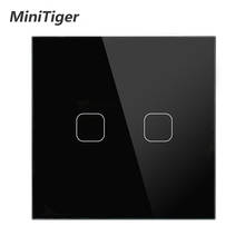 Minitiger EU/UK Universal Wall Light Touch Switch Crystal Glass Panel Switch 2 Gang 1 Way Waterproof Only Touch Control 2024 - buy cheap