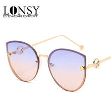 LONSY-gafas de sol clásicas de ojo de gato para mujer, anteojos de sol de moda, Retro, de Metal 2024 - compra barato
