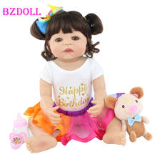 55 centímetros Cheia de Silicone Bebê Reborn Boneca de Brinquedo Boneca Princesa Recém-nascidos Bebês Vivos Da Criança Bebe Realista Clássico Bathe Toy Para menina 2024 - compre barato