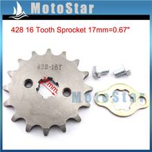 428 16 Tooth 17mm Front Chain Sprocket Gear For 50cc 70cc 90cc 110cc 125cc 140cc 150cc 160cc ATV Quad Pit Dirt Trail Bike 2024 - buy cheap