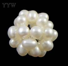 YYW Handmade Charm Natural Real White 15-20mm Round Flower Ball Cluster Cultured Freshwater Pearl Beads DIY Perles Bijoux Women 2024 - buy cheap