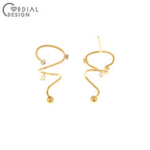 Cordial Design 30Pcs 14*25MM DIY Accessories/Hand Made/Jewelry Findings & Components/Genuine Gold Plating/CZ Earrings Stud 2024 - buy cheap