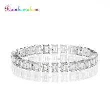 Rainbamabom 925 Solid Sterling Silver 5 * 7 MM Created Moissanite Gemstone Bangle Charm Wedding Bracelet Fine Jewelry Wholesale 2024 - buy cheap