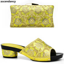 Latest Yellow Color African Matching Shoes and Bags Italian In Women Matching Italian Shoe and Bag Set Decorated with Rhinestone 2024 - buy cheap