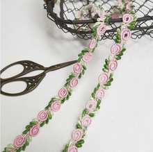 Vestido de novia de encaje rosa, bonito Ajuste de encaje rosa de 5 metros y 1,2 cm de ancho, accesorio de ropa artesanal, decoración Floral de mosaico de alta calidad 2024 - compra barato