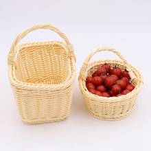 Picnic Basket Hand Made Wicker Bags Camping Shopping Storage Hamper with Lid Picnic Food Basket Woven Fruit Storage Basket 2024 - buy cheap