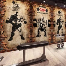 beibehang Custom wallpaper 3d nostalgic brick wall retro sports fitness club weightlifting background wall living room wallpaper 2024 - buy cheap