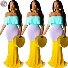 Fashionable design  sexy dress ruffled off shoulder patchwork casual summer  lady dress 2024 - buy cheap