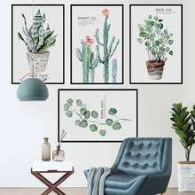 Póster de planta verde de estilo nórdico, pegatinas de pared DIY, sala de estar de flores para imágenes artísticas, calcomanías de pared de dormitorio, Mural 2024 - compra barato