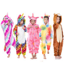 Pijama infantil de flanela kigurumi, pijama para crianças, unicórnio e natal 2024 - compre barato