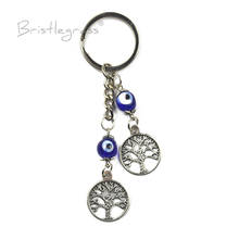 BRISTLEGRASS Turkish Blue Evil Eye Wishing Tree Keychain Key Chains Ring Holder Amulets Pendants Lucky Charm Blessing Protection 2024 - buy cheap