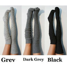 Women Over Knee Socks Fashion Female Sexy Stockings Warm Long Boot Knit Thigh-High Gray Khaki Blue Black 2024 - buy cheap