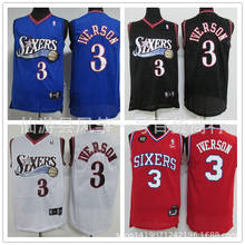 Оптовая продажа, баскетбольная одежда NBA 76 человек 3 Allen Iverson, черно-белая, красная и синяя сетка, поддержка поколения жира 2024 - купить недорого