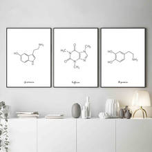 Caffeine Molecule Wall Art Canvas Poster And Print Minimalist Black White Abstract Painting Picture Modern Home Decoration YX166 2024 - buy cheap