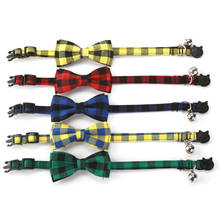 Colorful Plaid Grid Cat Collars Cotton Striped Bowknot Necklace Bulldog Chihuahua Bow Tie Puppy Small Dog Party Bandana Collar 2024 - buy cheap